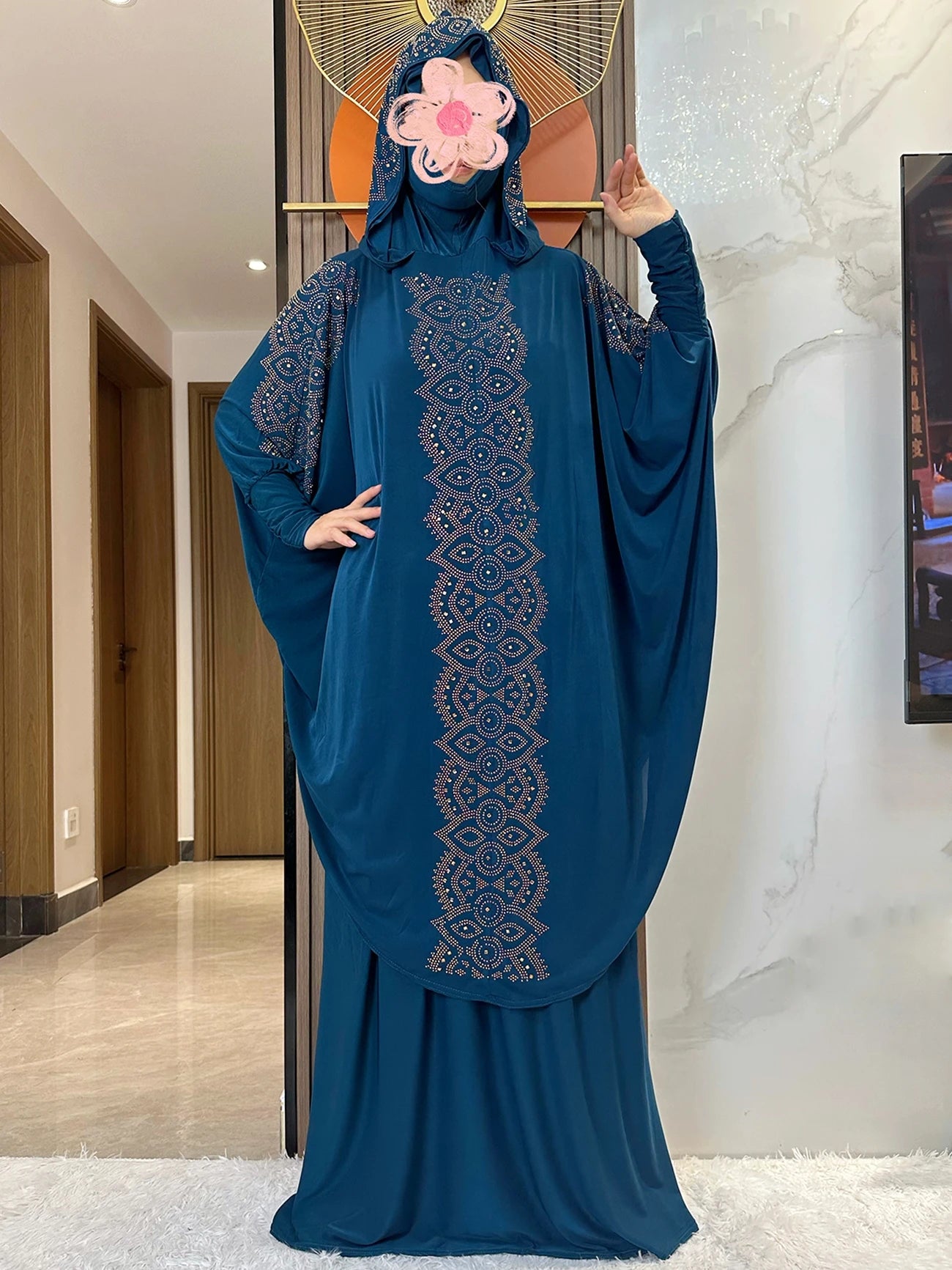 New Dubai Muslim Women's Prayer Set Hooded Hijab With the Long Skirt