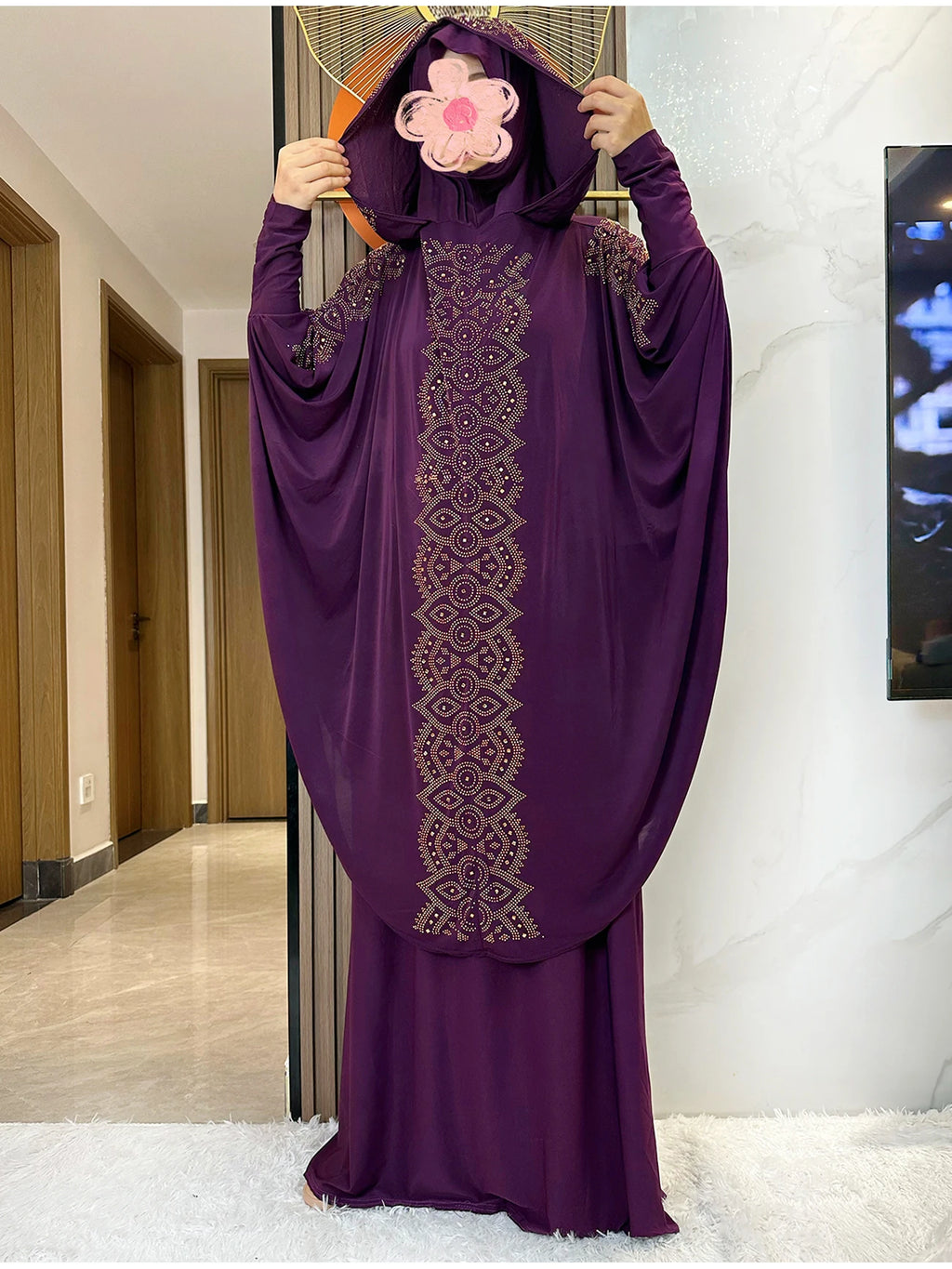 New Dubai Muslim Women's Prayer Set Hooded Hijab With the Long Skirt