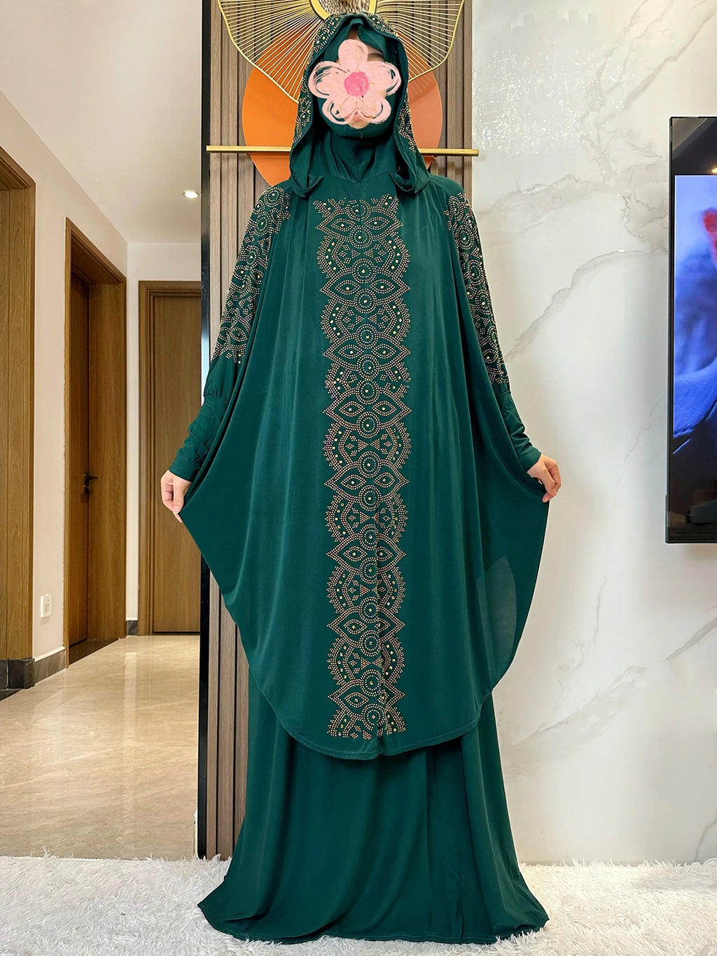 New Dubai Muslim Women's Prayer Set Hooded Hijab With the Long Skirt