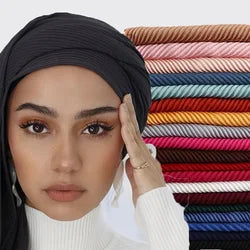 New Fashion Women Solid Chiffon Headscarf Ready To Wear Instant Hijab Scarf Muslim Shawl Islamic Hijabs Arab Wrap Head Scarves