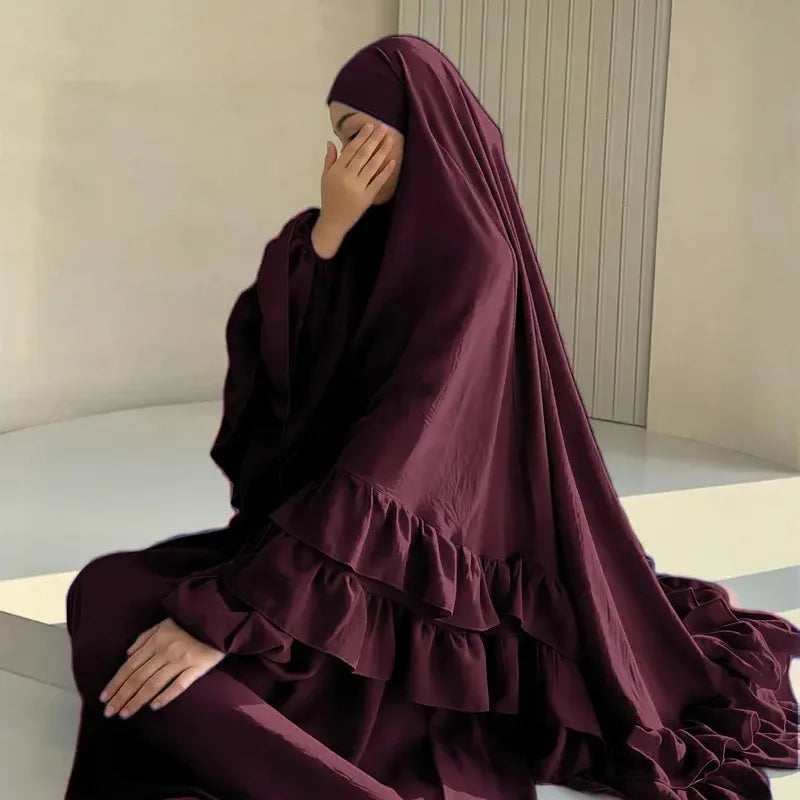 Eid Gebetskleid für Frauen, 2-teiliges Set, Langer Khimar, Muslimische Abaya