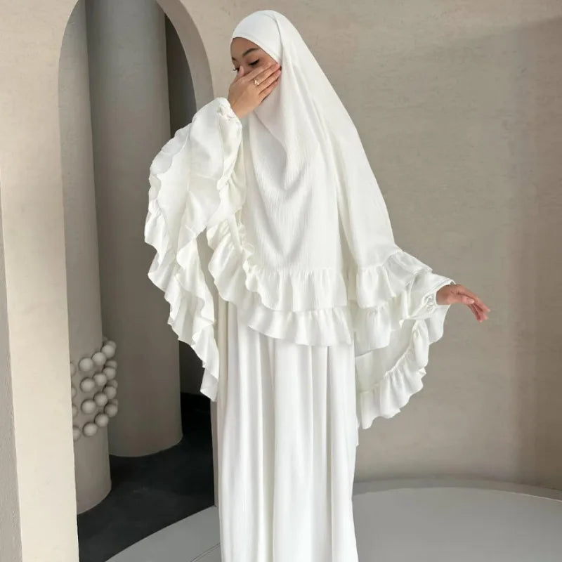 Eid Gebetskleid für Frauen, 2-teiliges Set, Langer Khimar, Muslimische Abaya