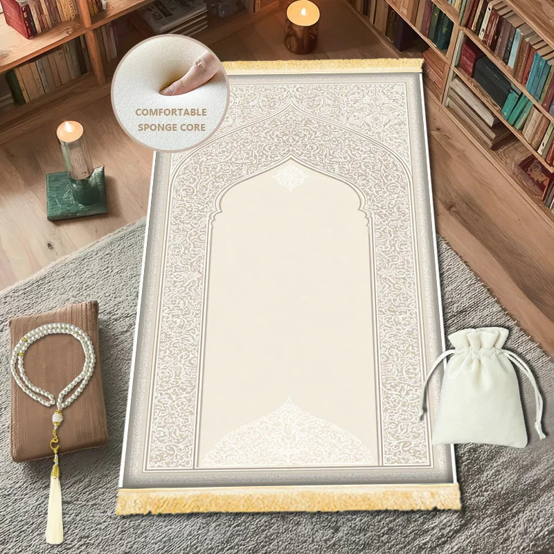 VIKAMA Muslim Prayer Mat, Soft Prayer Mat, Suitable for Men and Women, Ideal for Home Prayers and Spiritual Spaces.