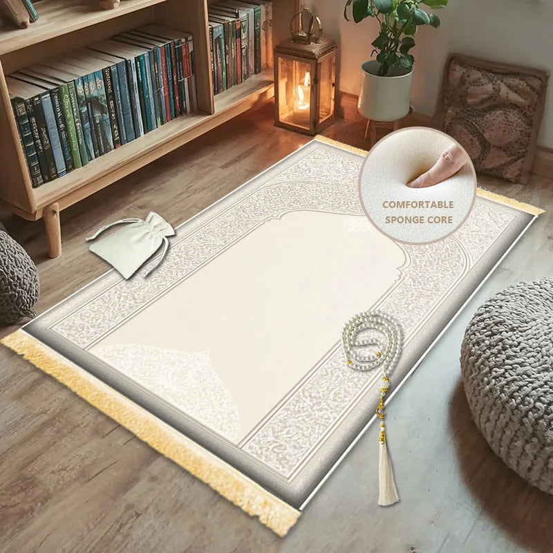 VIKAMA Muslim Prayer Mat, Soft Prayer Mat, Suitable for Men and Women, Ideal for Home Prayers and Spiritual Spaces.