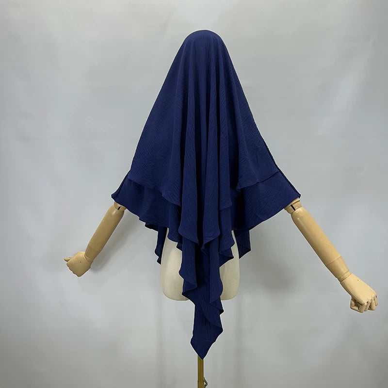 Khimar Two Layer Jazz Crepe Double Layers High Quality Muslim Modest Fashion Prayer Long Hijab Wholesale Islamic Clothing