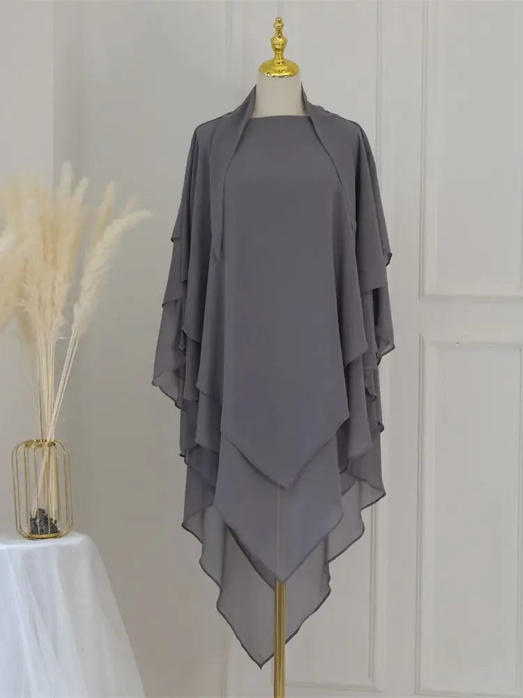 Ramadan Chiffon Khimar Abaya Niqab Turkey Arabic Muslim Hijab Islam Prayer Clothes For Women Djellaba Turban Musulmans Femme