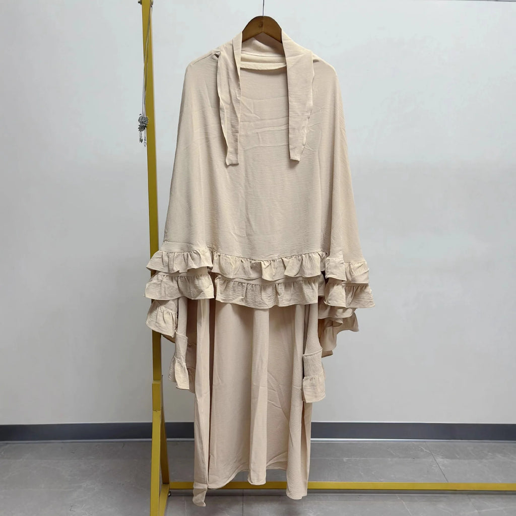 Eid Gebetskleid für Frauen, 2-teiliges Set, Langer Khimar, Muslimische Abaya