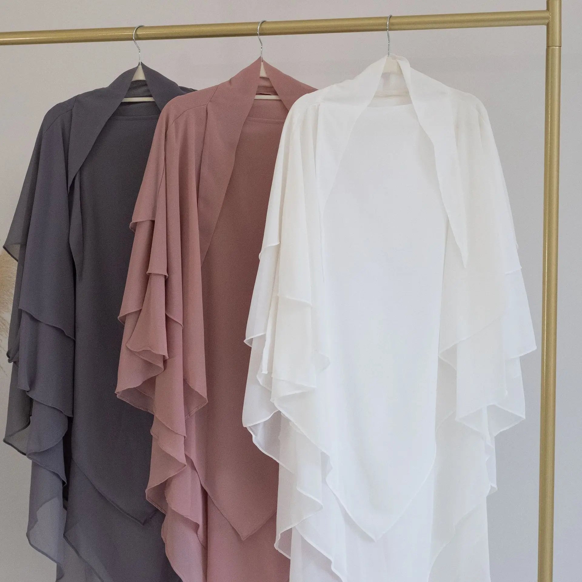 3 Layers Chiffon Long Khimar for Women Muslim Hijab Prayer Eid 2025 Hijabs Headscarf Shawl Veil Long Three-Layer Djellaba Niqab