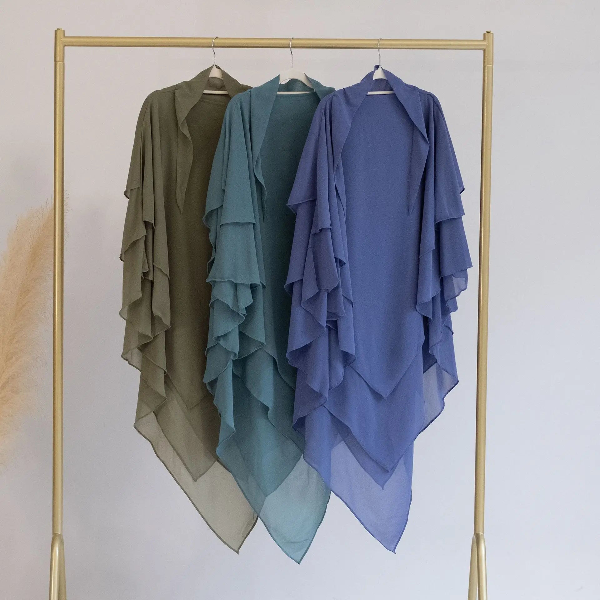 3 Layers Chiffon Long Khimar for Women Muslim Hijab Prayer Eid 2025 Hijabs Headscarf Shawl Veil Long Three-Layer Djellaba Niqab