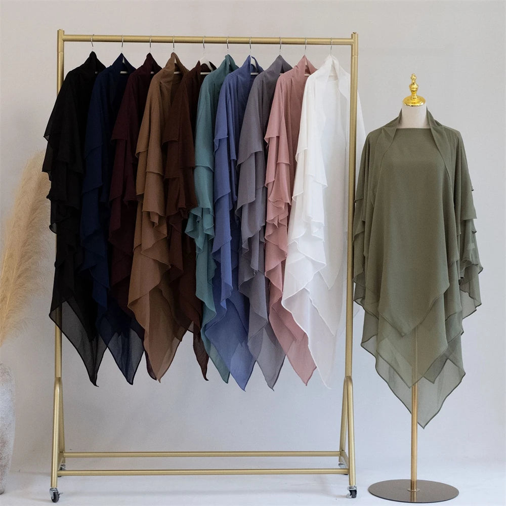 Ramadan Chiffon Khimar Abaya Niqab Turkey Arabic Muslim Hijab Islam Prayer Clothes For Women Djellaba Turban Musulmans Femme