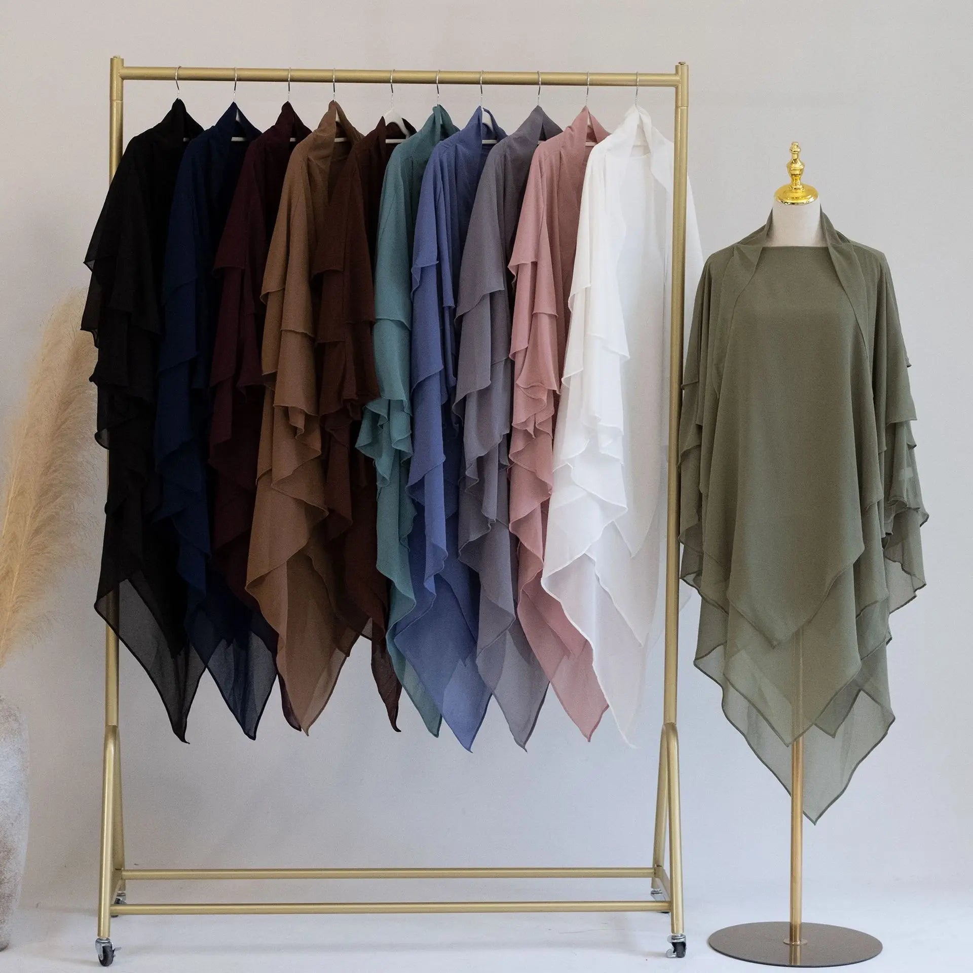 3 Layers Chiffon Long Khimar for Women Muslim Hijab Prayer Eid 2025 Hijabs Headscarf Shawl Veil Long Three-Layer Djellaba Niqab
