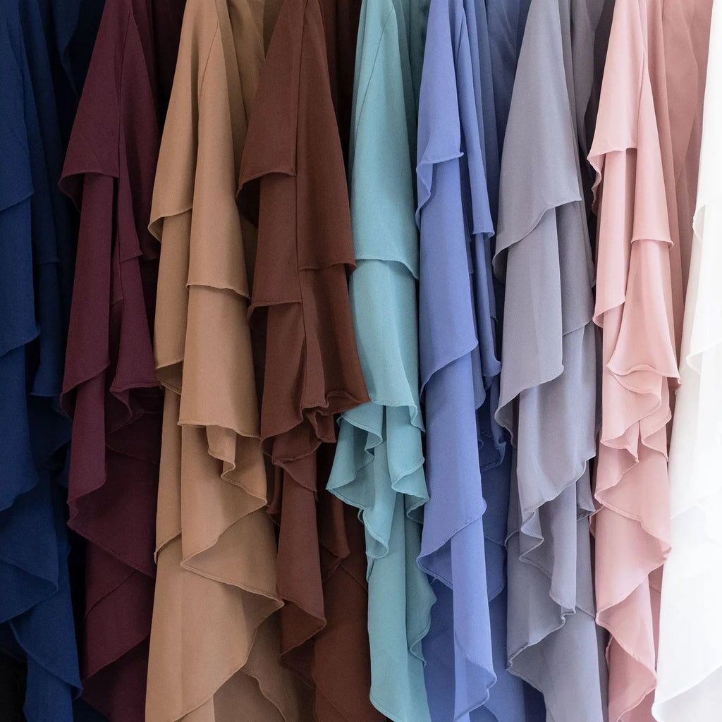 3 Layers Chiffon Long Khimar for Women Muslim Hijab Prayer Eid 2025 Hijabs Headscarf Shawl Veil Long Three-Layer Djellaba Niqab