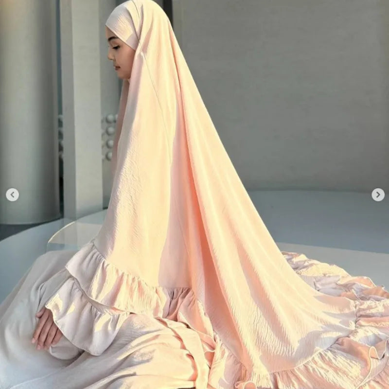 Eid Gebetskleid für Frauen, 2-teiliges Set, Langer Khimar, Muslimische Abaya