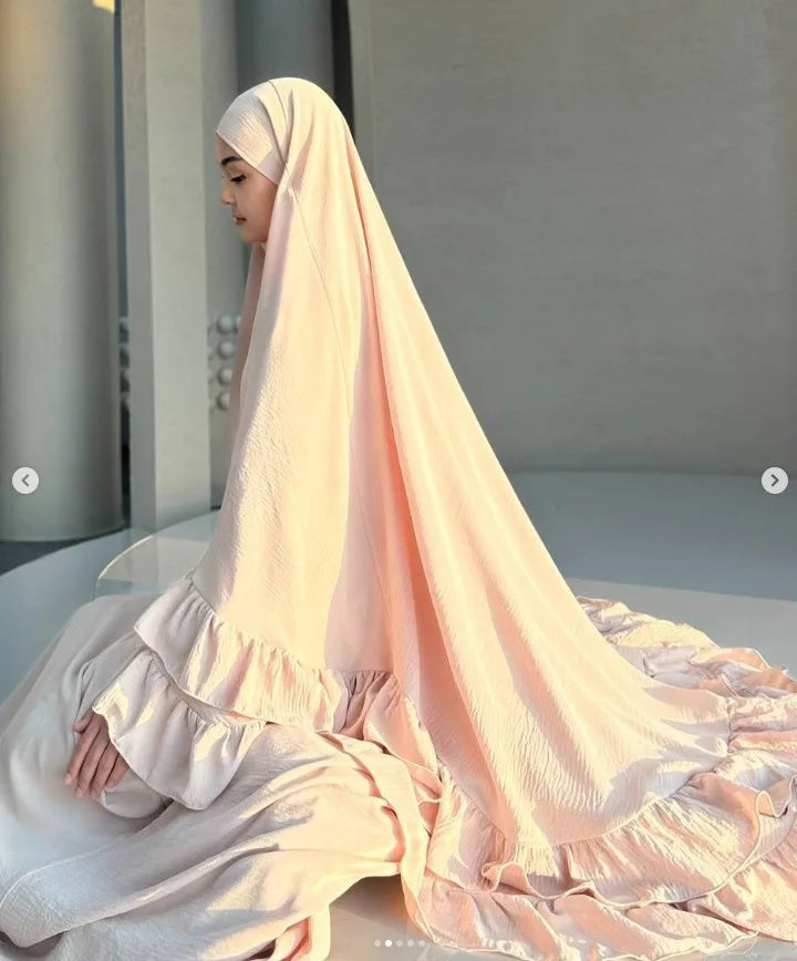 Eid Gebetskleid für Frauen, 2-teiliges Set, Langer Khimar, Muslimische Abaya