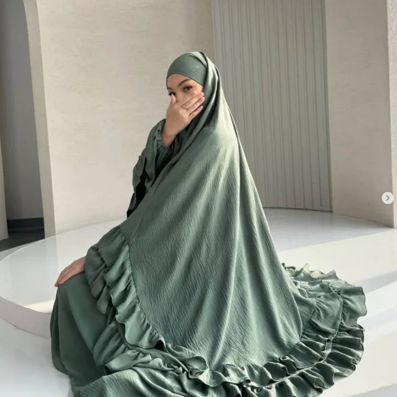 Eid Gebetskleid für Frauen, 2-teiliges Set, Langer Khimar, Muslimische Abaya