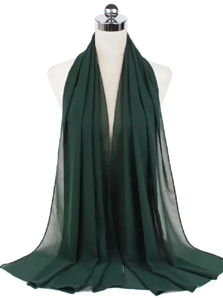 New Fashion Women Solid Chiffon Headscarf Ready To Wear Instant Hijab Scarf Muslim Shawl Islamic Hijabs Arab Wrap Head Scarves
