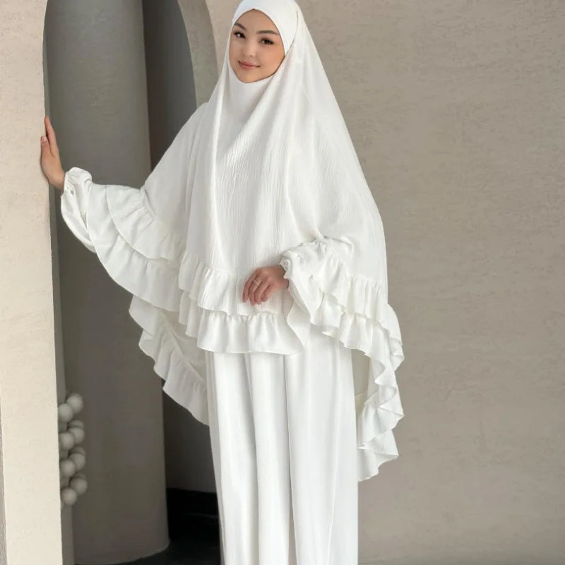 Eid Gebetskleid für Frauen, 2-teiliges Set, Langer Khimar, Muslimische Abaya