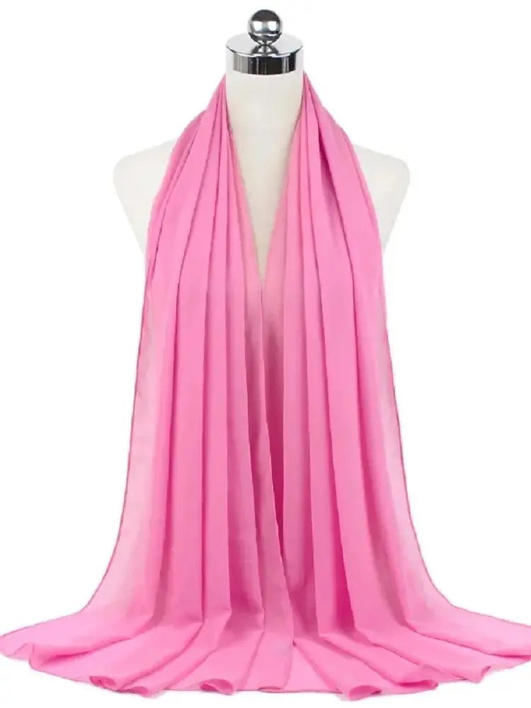 New Fashion Women Solid Chiffon Headscarf Ready To Wear Instant Hijab Scarf Muslim Shawl Islamic Hijabs Arab Wrap Head Scarves