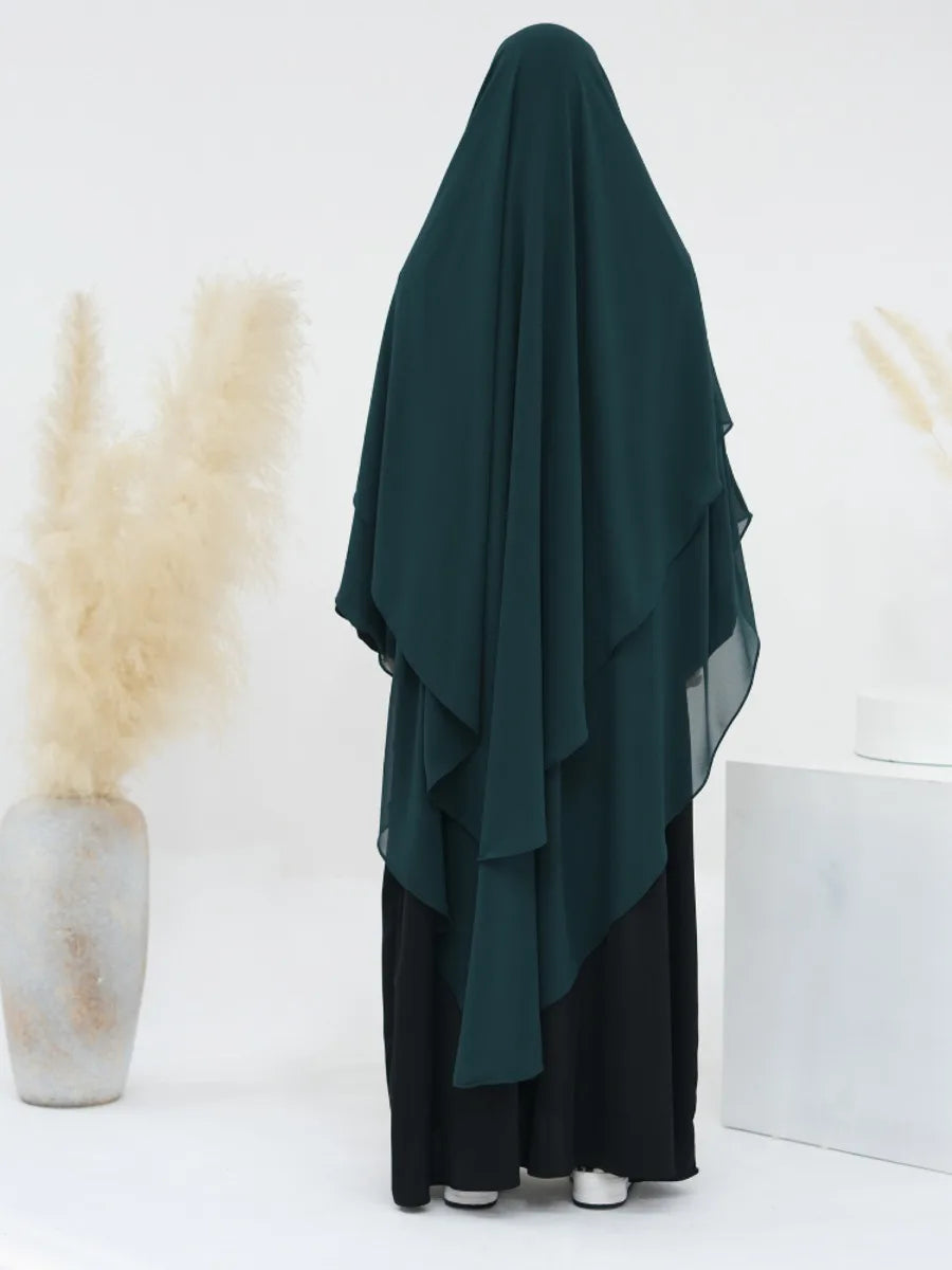 2 Layers Chiffon Long Khimar Women Muslim Hijab Modest Prayer Eid Hijabs Headscarf Shawl Long Djellaba Niqab Prayer Garment