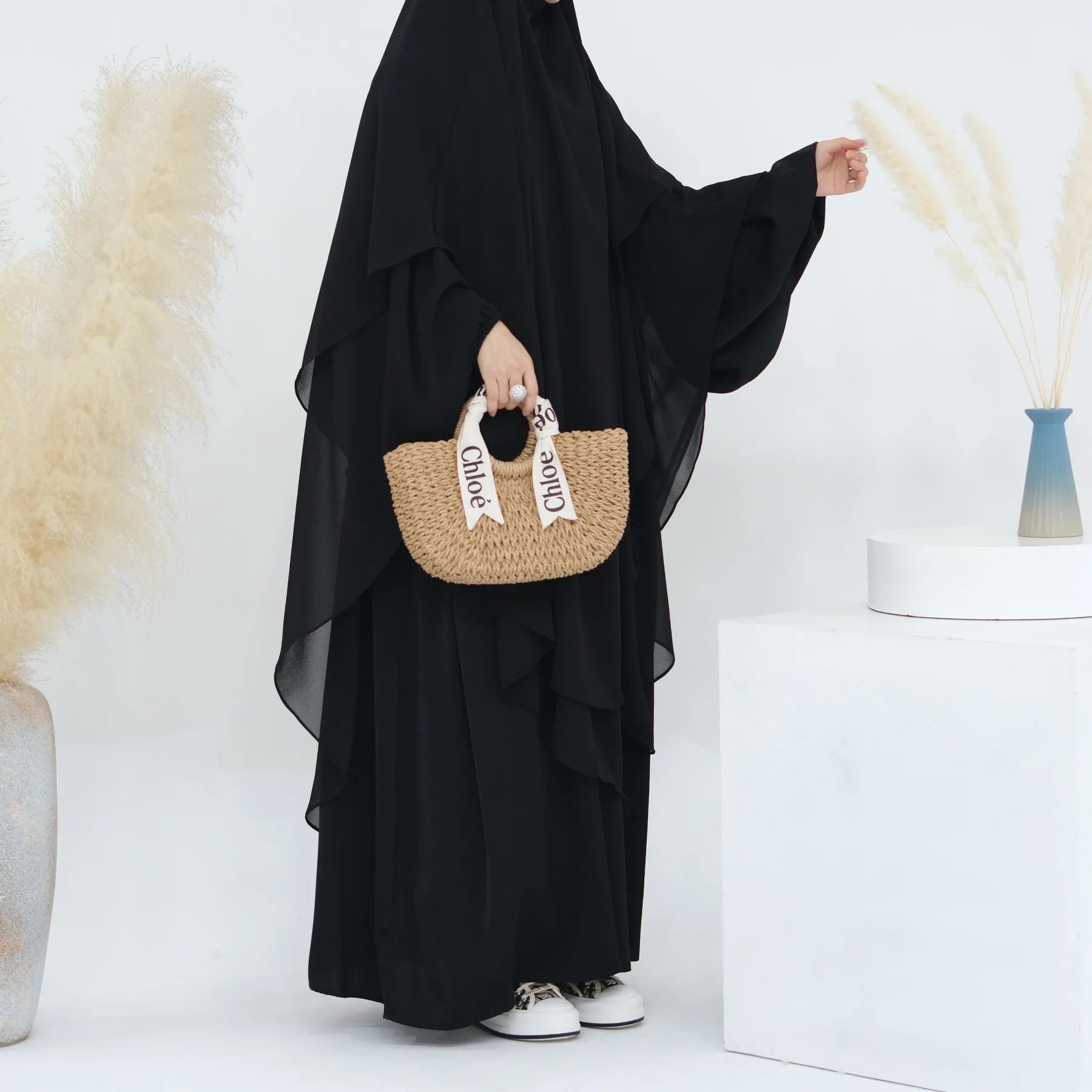 2 Layers Chiffon Long Khimar Women Muslim Hijab Modest Prayer Eid Hijabs Headscarf Shawl Long Djellaba Niqab Prayer Garment