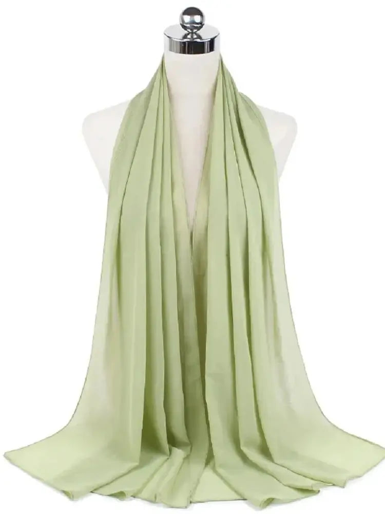 New Fashion Women Solid Chiffon Headscarf Ready To Wear Instant Hijab Scarf Muslim Shawl Islamic Hijabs Arab Wrap Head Scarves