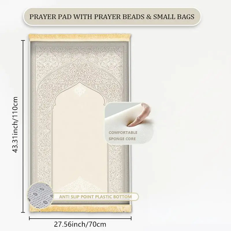 VIKAMA Muslim Prayer Mat, Soft Prayer Mat, Suitable for Men and Women, Ideal for Home Prayers and Spiritual Spaces.