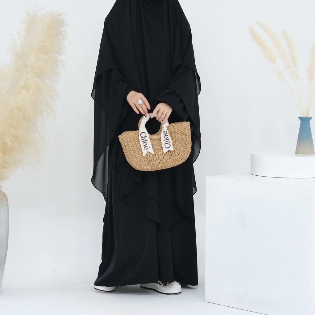 2 Layers Chiffon Long Khimar Women Muslim Hijab Modest Prayer Eid Hijabs Headscarf Shawl Long Djellaba Niqab Prayer Garment