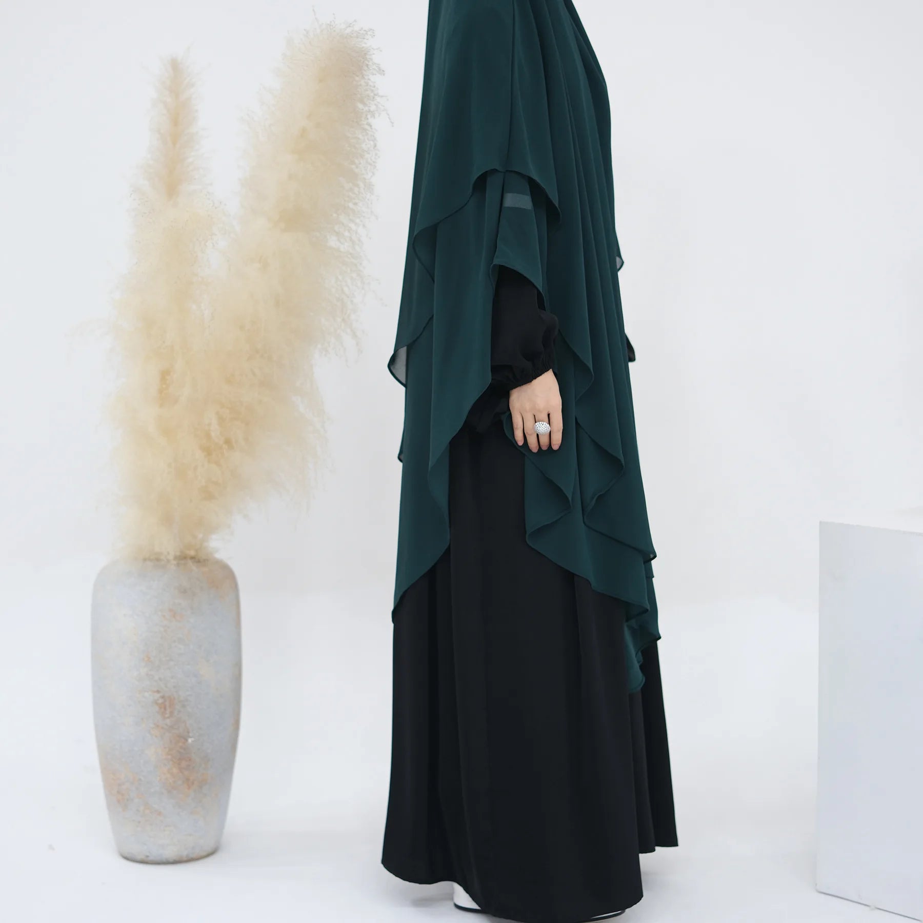2 Layers Chiffon Long Khimar Women Muslim Hijab Modest Prayer Eid Hijabs Headscarf Shawl Long Djellaba Niqab Prayer Garment