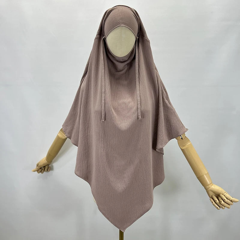 Khimar Two Layer Jazz Crepe Double Layers High Quality Muslim Modest Fashion Prayer Long Hijab Wholesale Islamic Clothing