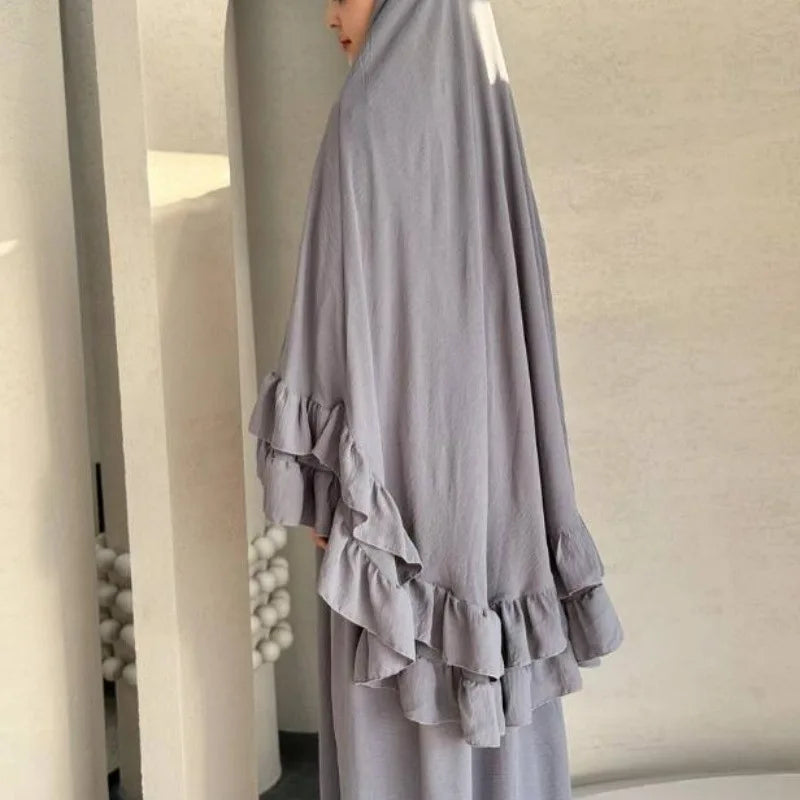 Eid Gebetskleid für Frauen, 2-teiliges Set, Langer Khimar, Muslimische Abaya