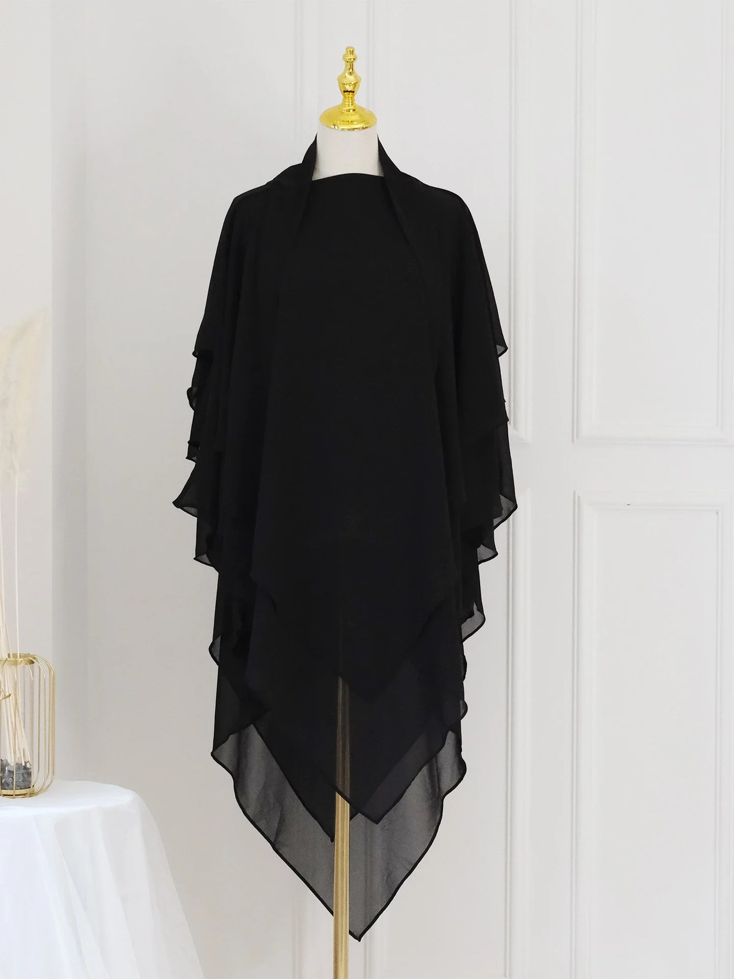3 Layers Chiffon Long Khimar for Women Muslim Hijab Prayer Eid 2025 Hijabs Headscarf Shawl Veil Long Three-Layer Djellaba Niqab