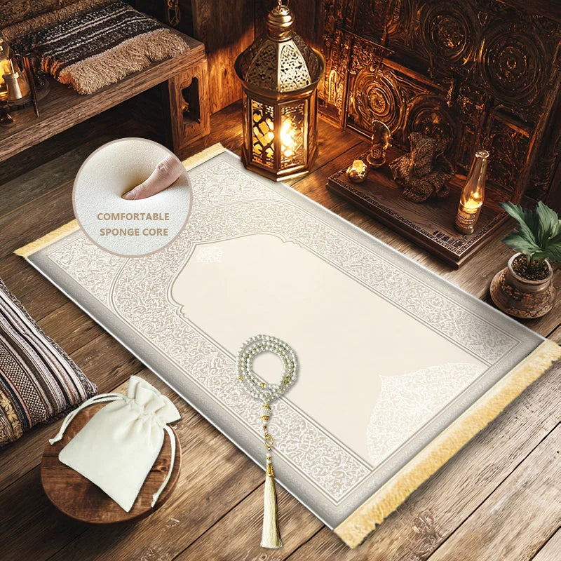 VIKAMA Muslim Prayer Mat, Soft Prayer Mat, Suitable for Men and Women, Ideal for Home Prayers and Spiritual Spaces.