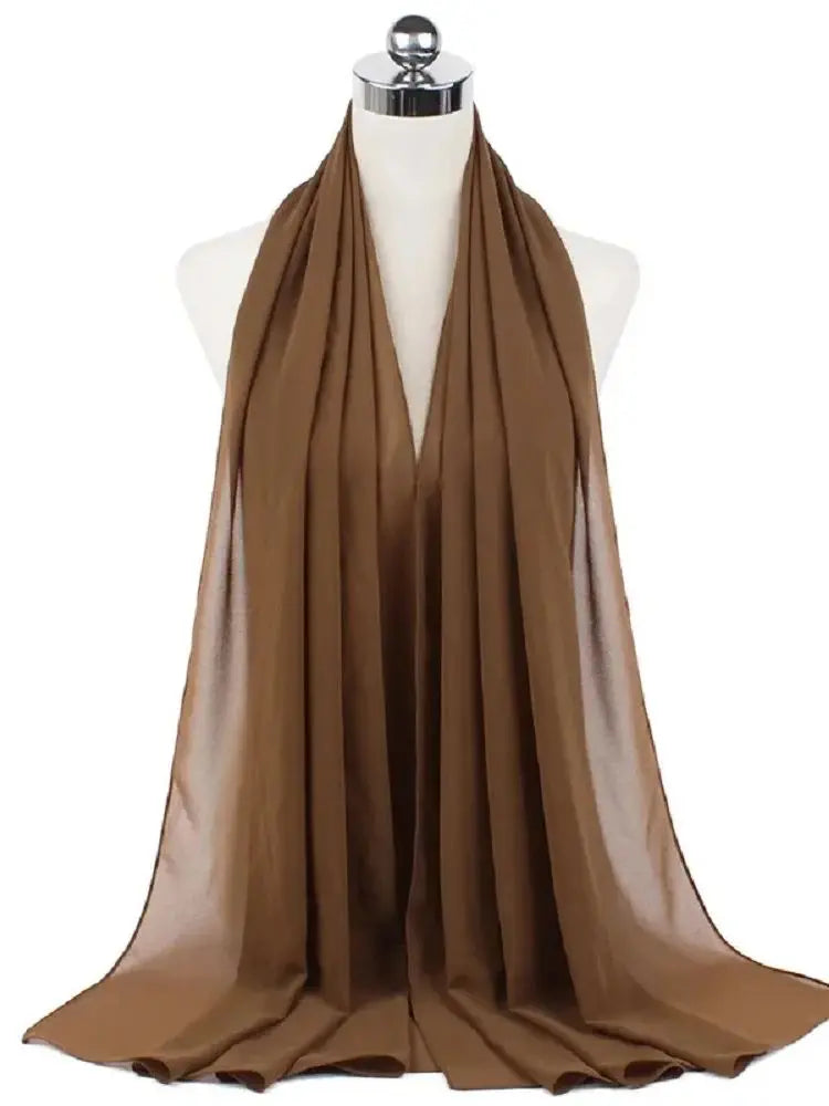 New Fashion Women Solid Chiffon Headscarf Ready To Wear Instant Hijab Scarf Muslim Shawl Islamic Hijabs Arab Wrap Head Scarves