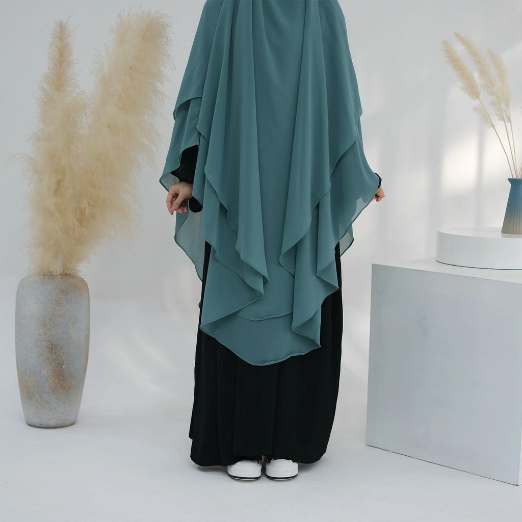 2 Layers Chiffon Long Khimar Women Muslim Hijab Modest Prayer Eid Hijabs Headscarf Shawl Long Djellaba Niqab Prayer Garment