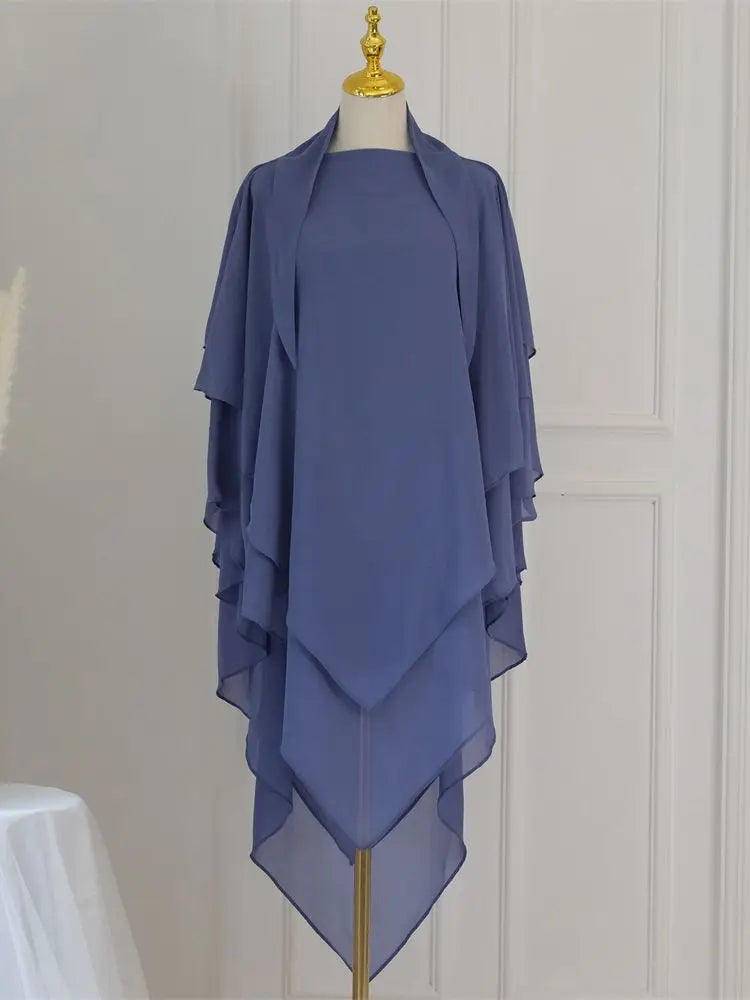 Ramadan Chiffon Khimar Abaya Niqab Turkey Arabic Muslim Hijab Islam Prayer Clothes For Women Djellaba Turban Musulmans Femme