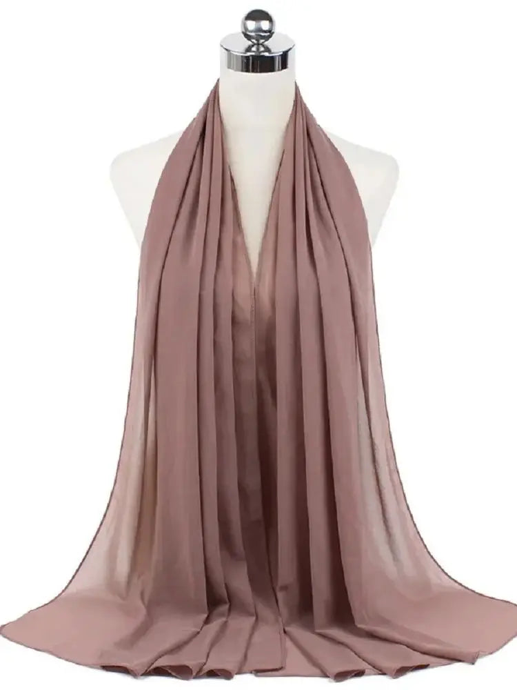 New Fashion Women Solid Chiffon Headscarf Ready To Wear Instant Hijab Scarf Muslim Shawl Islamic Hijabs Arab Wrap Head Scarves