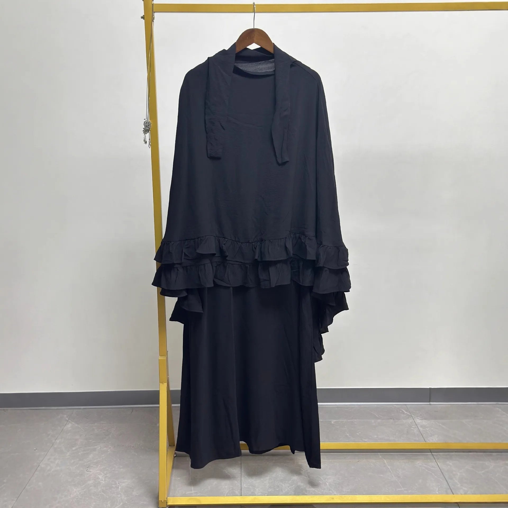 Eid Women Prayer Garment Dress 2 Piece Set Long Khimar Muslim Abaya