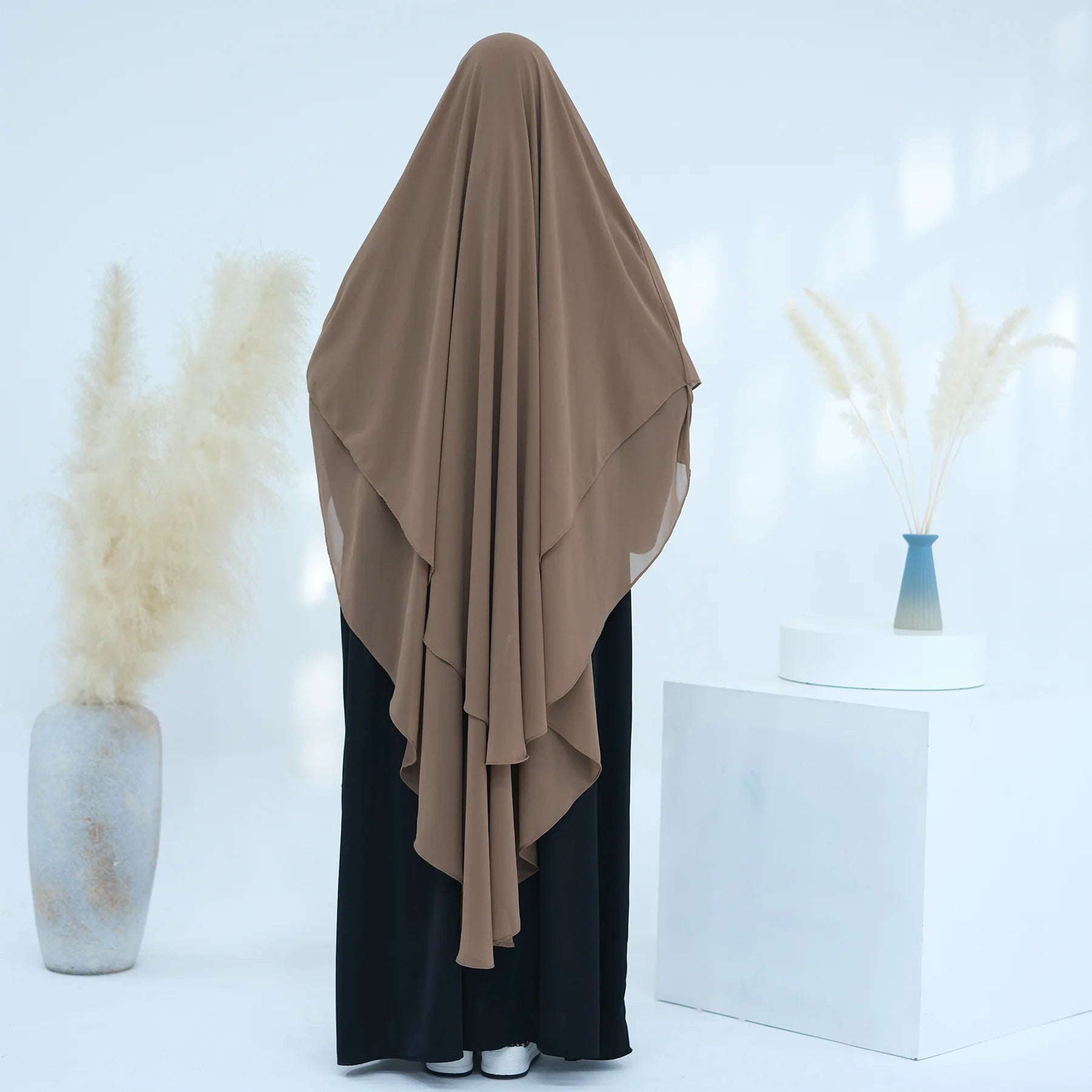 2 Layers Chiffon Long Khimar Women Muslim Hijab Modest Prayer Eid Hijabs Headscarf Shawl Long Djellaba Niqab Prayer Garment
