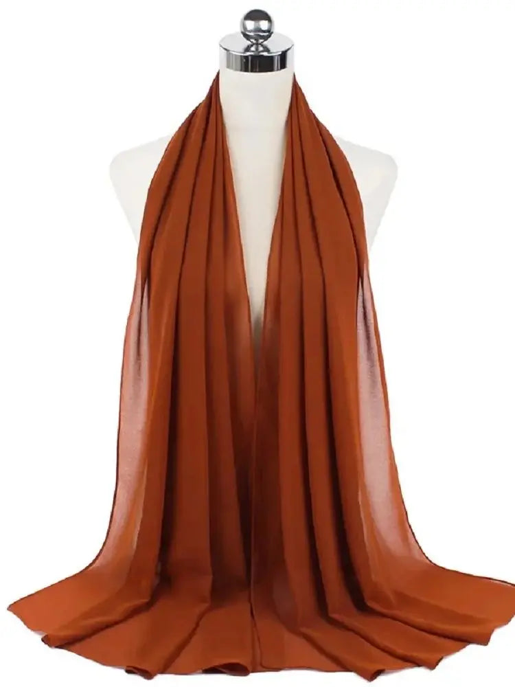 New Fashion Women Solid Chiffon Headscarf Ready To Wear Instant Hijab Scarf Muslim Shawl Islamic Hijabs Arab Wrap Head Scarves