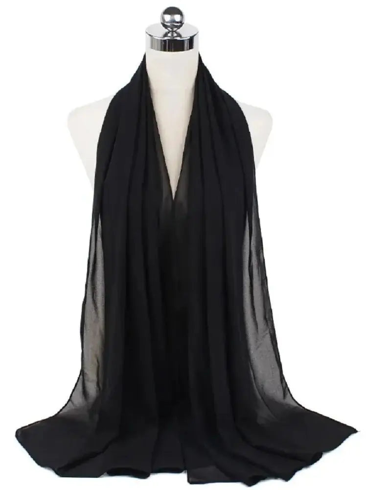 New Fashion Women Solid Chiffon Headscarf Ready To Wear Instant Hijab Scarf Muslim Shawl Islamic Hijabs Arab Wrap Head Scarves