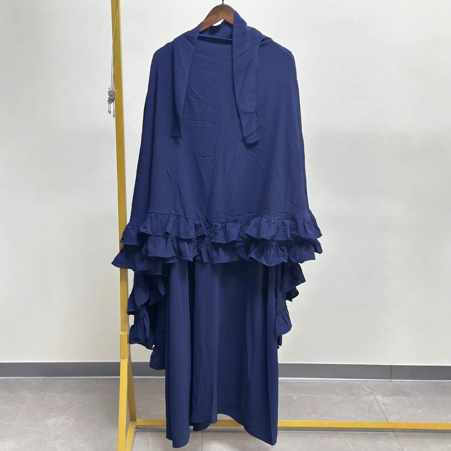 Eid Women Prayer Garment Dress 2 Piece Set Long Khimar Muslim Abaya