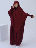 Muslim Women Abaya Long Khimar Dress 2 Piece Set