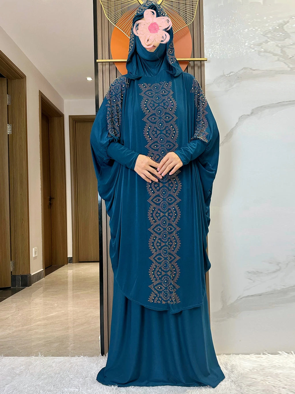 New Dubai Muslim Women's Prayer Set Hooded Hijab With the Long Skirt
